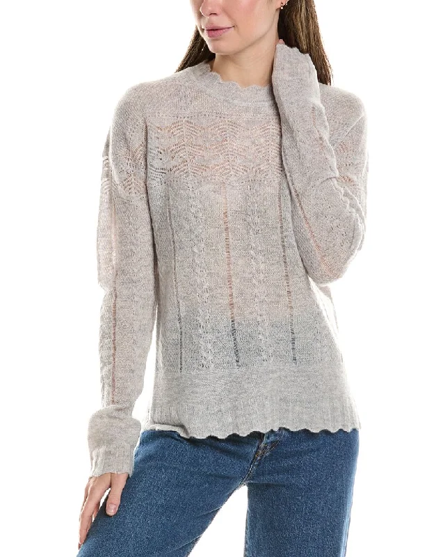 Mock Neck Women's Angora Blend Sweater Dresses in Solid ColorsInCashmere Pointelle Cashmere Sweater Mock Neck Women's Angora Blend Sweater Dresses in Solid ColorsInCashmere Pointelle Cashmere Sweater