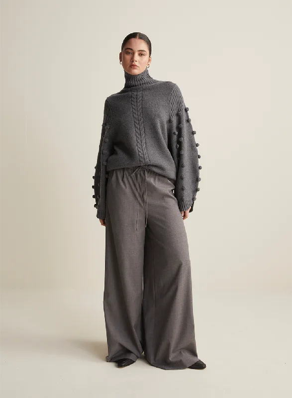 Plus Size Women's Side - Slit Sweaters in Bold SolidsKatie Wool Knit | Charcoal Marle Plus Size Women's Side - Slit Sweaters in Bold SolidsKatie Wool Knit | Charcoal Marle