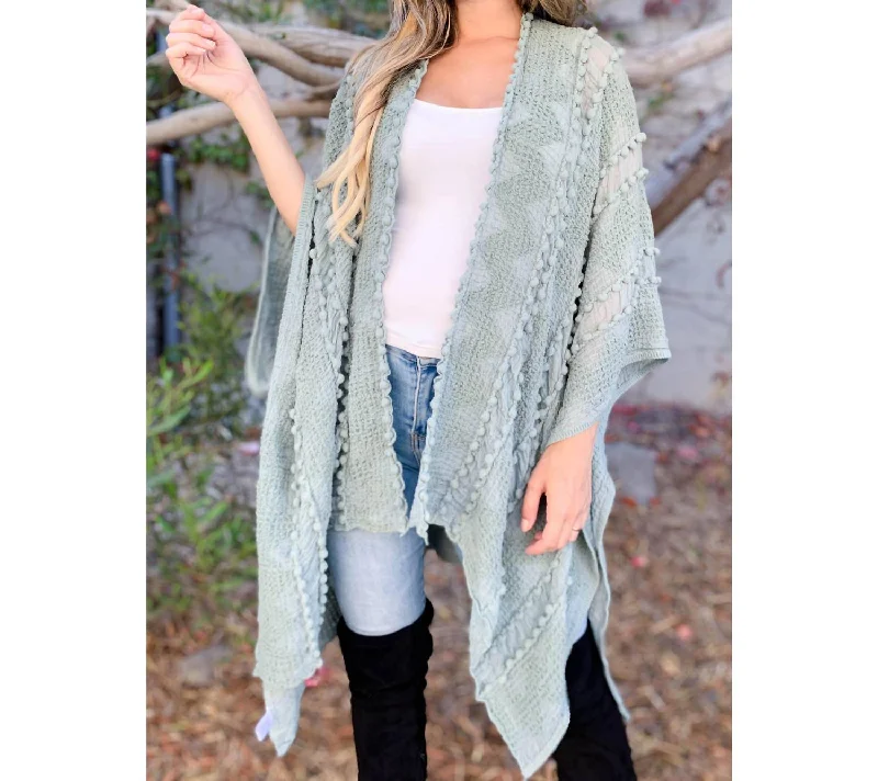 Plus Size Women's Sequined Sweaters for Special OccasionsLea Textured Kimono In Sage Plus Size Women's Sequined Sweaters for Special OccasionsLea Textured Kimono In Sage