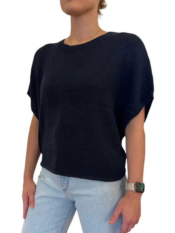Plus Size Women's Embroidered Sweaters in Ethnic StylesLightweight Sweater In Navy
