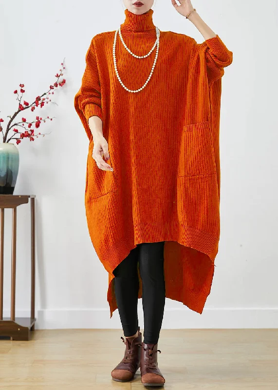 Sleeveless Women's Silk Blend Sweater Dresses for a Sophisticated LookOrange Oversized Knit Sweater Dress Turtle Neck Asymmetrical Batwing Sleeve Sleeveless Women's Silk Blend Sweater Dresses for a Sophisticated LookOrange Oversized Knit Sweater Dress Turtle Neck Asymmetrical Batwing Sleeve