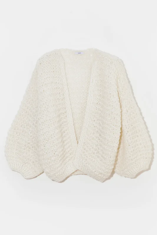 Cropped Women's Angora Blend Sweaters for a Trendy LookPuffy Creme Bomber