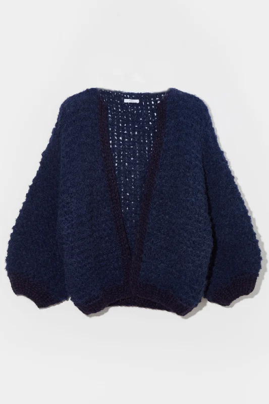 High - Low Hem Women's Cashmere - Blended SweatersPuffy Navy Bomber
