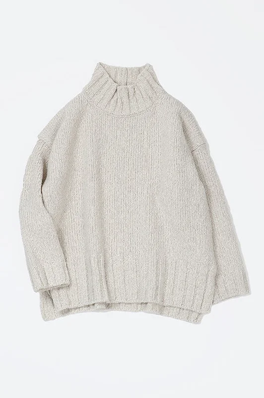 Plus Size Women's Side - Slit Sweaters in Bold SolidsRenew Ivory Turtleneck