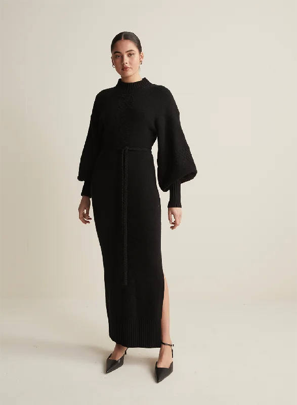 Plus Size Women's Embroidered Sweaters in Ethnic StylesRochelle Wool Knit Maxi Dress | Black Plus Size Women's Embroidered Sweaters in Ethnic StylesRochelle Wool Knit Maxi Dress | Black