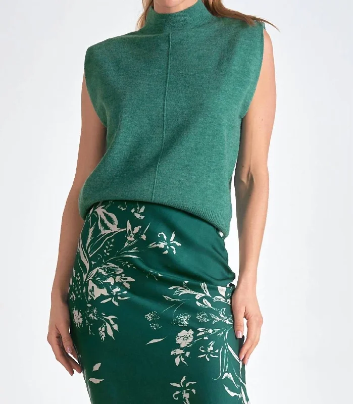 Plus Size Women's Ruffled Hem Sweaters in Floral PrintsSavannah Top In Dark Green