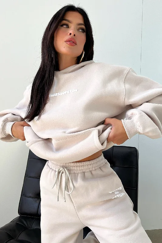 Plus Size Women's Oversized Chunky Knit SweatersSeries 3 Hoodie - Bone