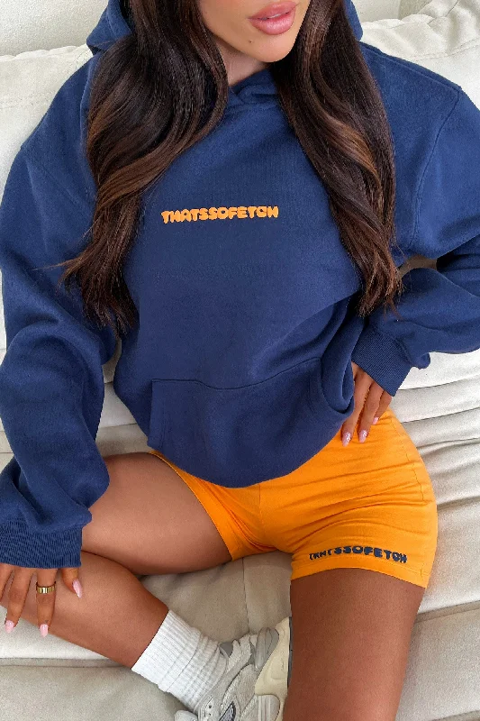 Plus Size Women's Oversized Chunky Knit SweatersSeries 3 Hoodie - Navy