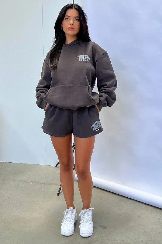 Plus Size Women's Side - Slit Sweaters in Bold SolidsSeries 5 Hoodie - Charcoal