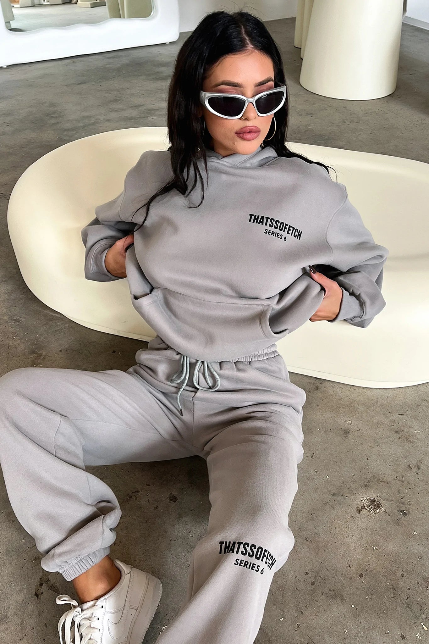 Boat Neck Women's Merino Wool Sweaters in Neutral ShadesSeries 6 Hoodie - Grey