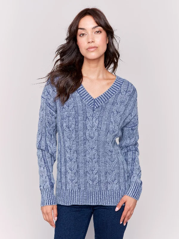 Short Sleeve Women's Cotton Blend Sweaters in Pastel ColorsV-Neck Cable Knit Sweater - Denim Short Sleeve Women's Cotton Blend Sweaters in Pastel ColorsV-Neck Cable Knit Sweater - Denim