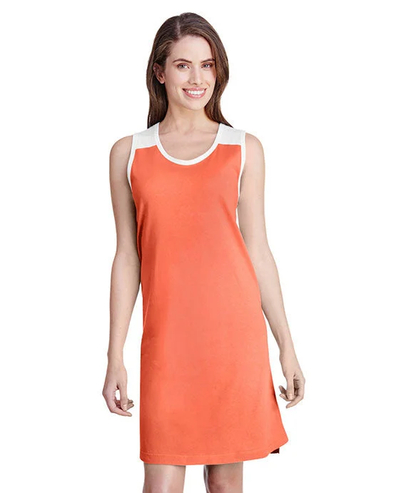 Women's oversized cropped hoodie with drawstrings for a trendy look3523 - LAT Ladies Racerback Tank Dress | Papaya/White Women's oversized cropped hoodie with drawstrings for a trendy look3523 - LAT Ladies Racerback Tank Dress | Papaya/White