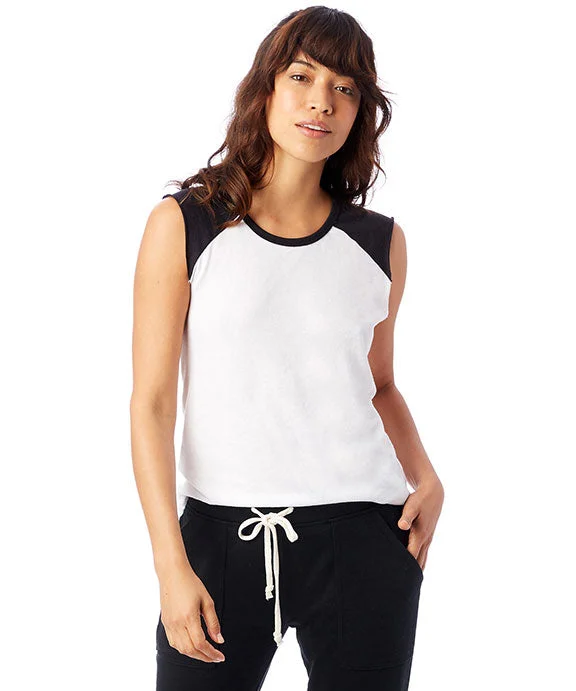Women's tie - front hoodie in a lightweight fabric for summer layering5104BP - Alternative Ladies Team Player Sleeveless Shirt | White/Black Women's tie - front hoodie in a lightweight fabric for summer layering5104BP - Alternative Ladies Team Player Sleeveless Shirt | White/Black