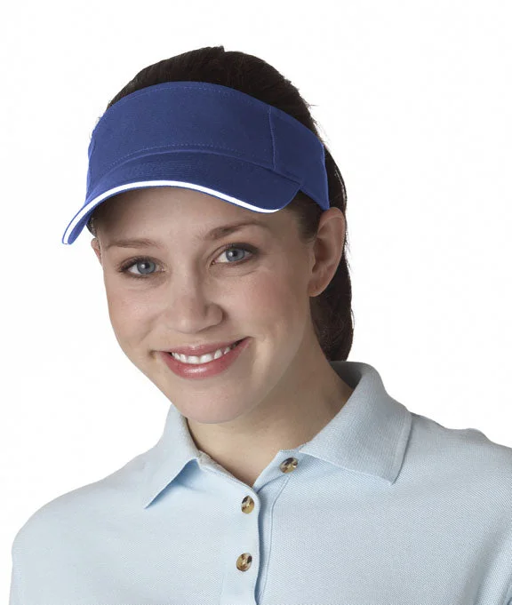 Women's sherpa - lined hoodie for extreme cold weather outdoor activities8113 - UltraClub Classic Cut Brushed Cotton Twill Sandwich Visor | Royal/White