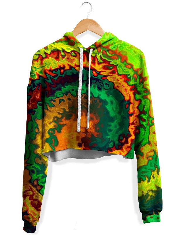 Women's pullover hoodie with a side slit for a modern and relaxed fitAbstract Rotation Fleece Crop Hoodie Women's pullover hoodie with a side slit for a modern and relaxed fitAbstract Rotation Fleece Crop Hoodie