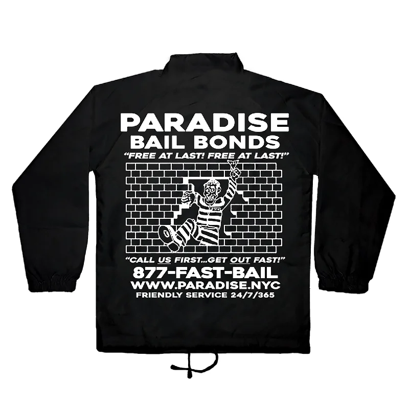 Women's waterproof rain jackets in bright yellow for high - visibility outdoor activitiesBail Bonds Coach Jacket Women's waterproof rain jackets in bright yellow for high - visibility outdoor activitiesBail Bonds Coach Jacket