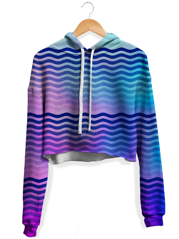 Women's zip - up sweatshirt in pastel blue for a soft and stylish outfitBeach Waves Fleece Crop Hoodie Women's zip - up sweatshirt in pastel blue for a soft and stylish outfitBeach Waves Fleece Crop Hoodie