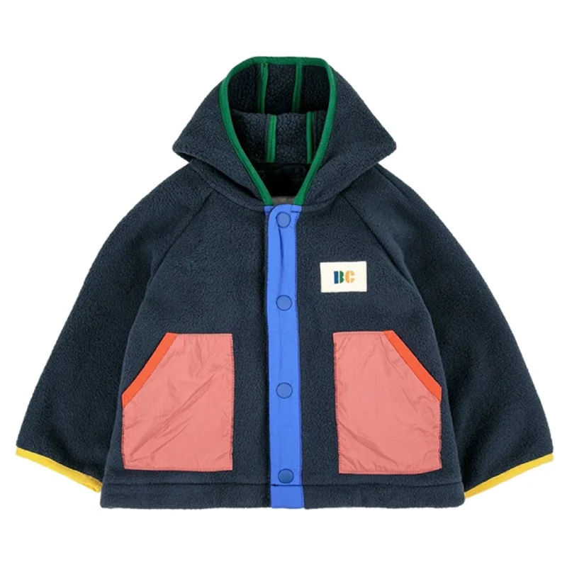 Women's windbreaker jackets with adjustable hoods for windy daysBobo Choses Midnight Blue Color Block Polar Hooded Jacket Women's windbreaker jackets with adjustable hoods for windy daysBobo Choses Midnight Blue Color Block Polar Hooded Jacket
