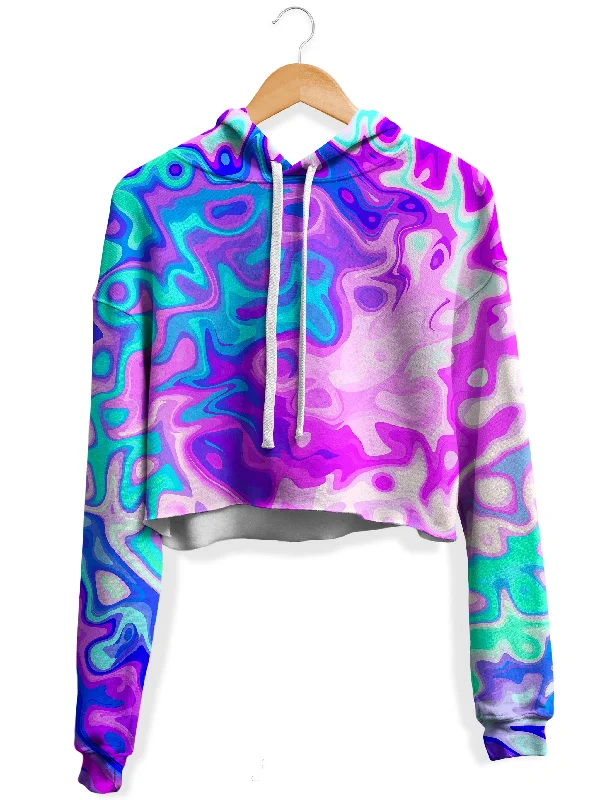 Women's tie - dye hoodie in bright colors for a retro and eye - catching styleCatch The Wave Fleece Crop Hoodie