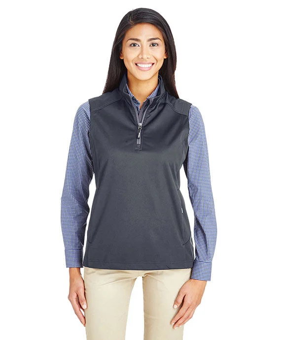 Women's hoodie with a kangaroo pocket and a pom - pom drawstring for added charmCE709W - Core 365 Ladies Techno Lite Three-Layer Knit Tech-Shell Quarter-Zip Vest | Carbon