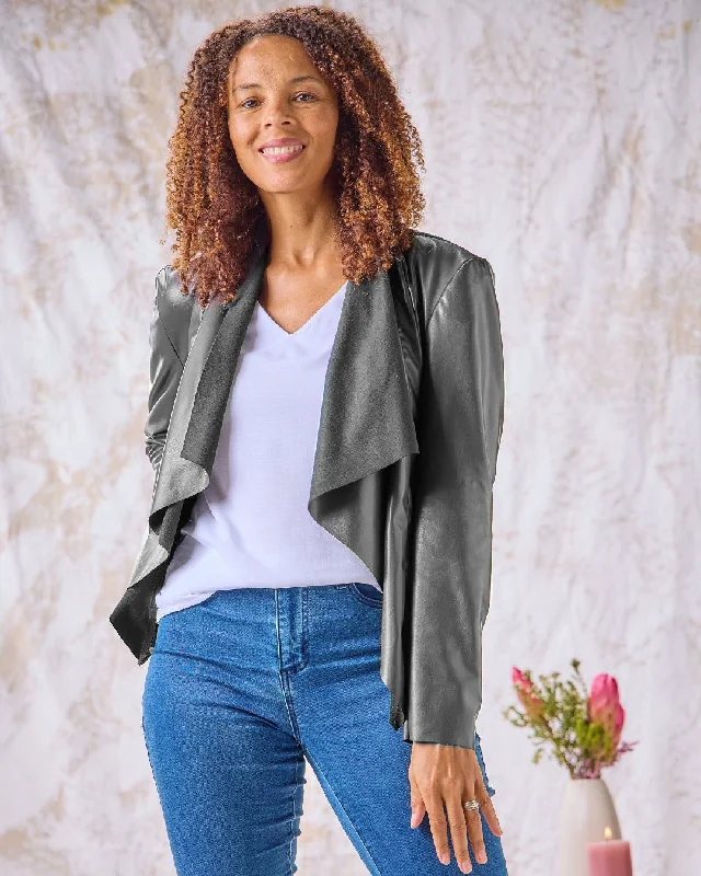 Women's cropped satin jackets in pastel shades for a glamorous evening outDakota Waterfall Jacket Women's cropped satin jackets in pastel shades for a glamorous evening outDakota Waterfall Jacket