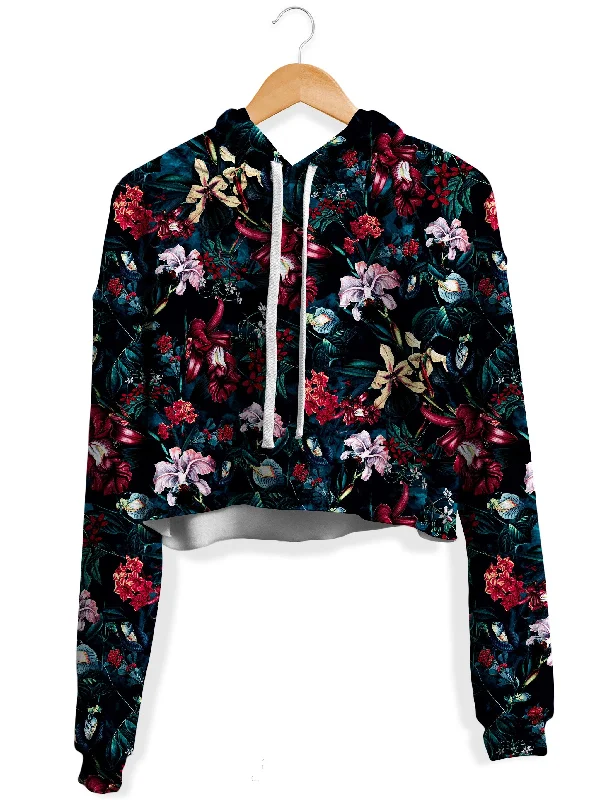Women's pullover hoodie with a side slit for a modern and relaxed fitDark Path Fleece Crop Hoodie Women's pullover hoodie with a side slit for a modern and relaxed fitDark Path Fleece Crop Hoodie