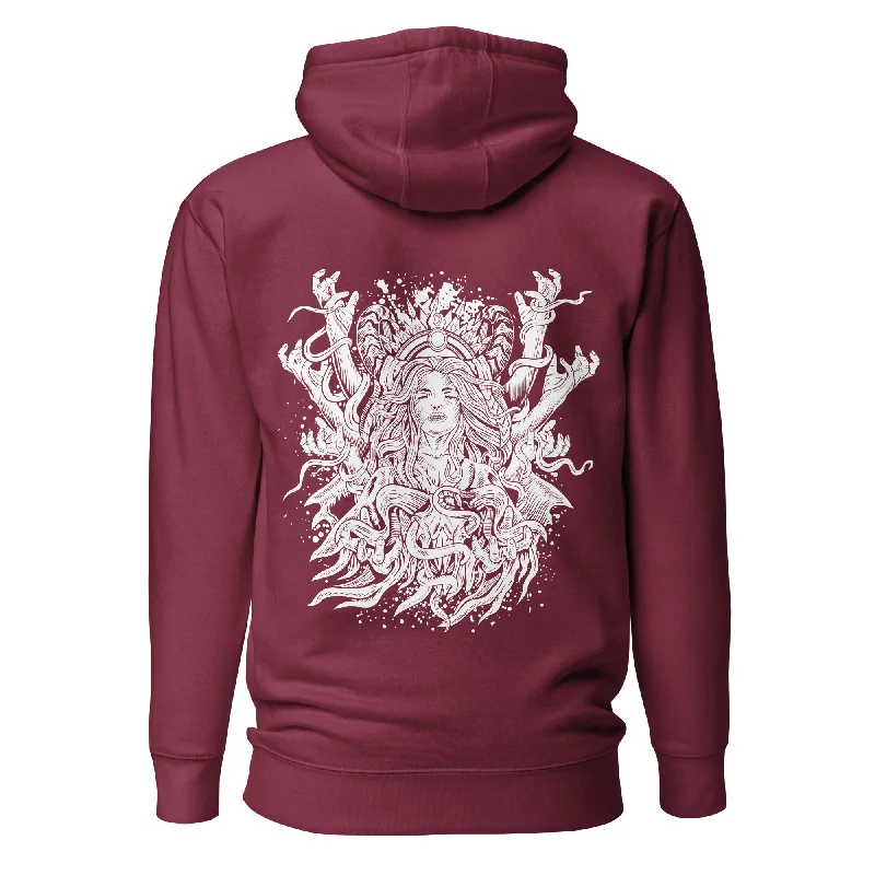 Women's oversized cropped hoodie with drawstrings for a trendy lookDARK SPIRIT (B&W) - Premium Unisex Hoodie (Design on Back) Women's oversized cropped hoodie with drawstrings for a trendy lookDARK SPIRIT (B&W) - Premium Unisex Hoodie (Design on Back)