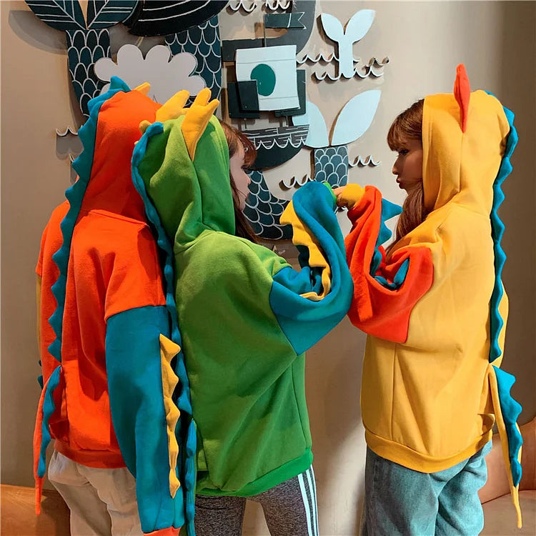 Dino Duo Delight: Kawaii Dinosaur BFF Matching Hoodies - Share Cuteness with Your Bestie! ??