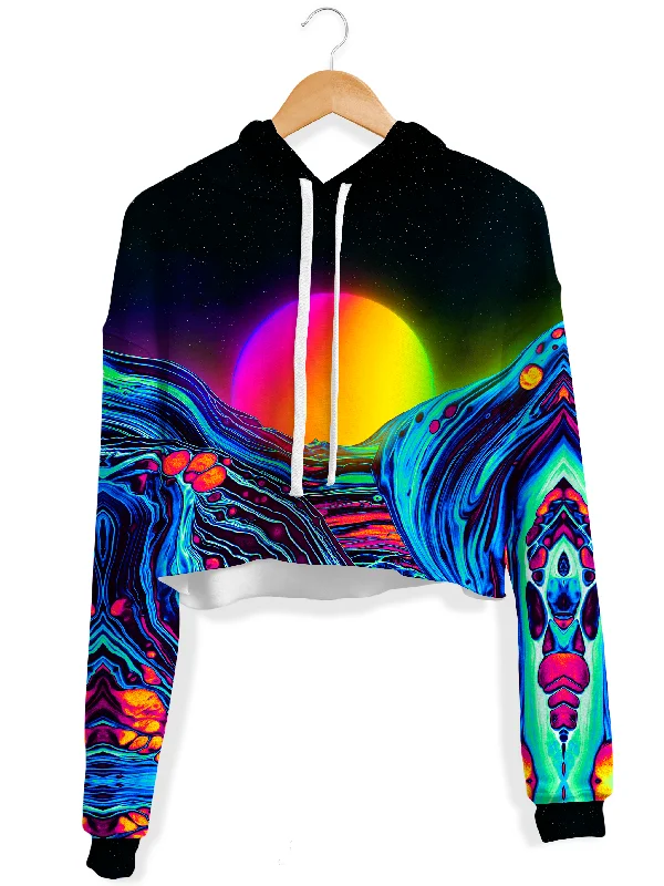Women's graphic - printed sweatshirt featuring floral patterns for a feminine touchDose of Sunset Fleece Crop Hoodie Women's graphic - printed sweatshirt featuring floral patterns for a feminine touchDose of Sunset Fleece Crop Hoodie