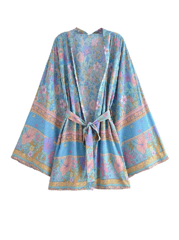 Women's long - line cardigan jackets in a soft knit for a cozy and elegant lookDown To Earth Women's Floral Short Kimono Jacket Women's long - line cardigan jackets in a soft knit for a cozy and elegant lookDown To Earth Women's Floral Short Kimono Jacket