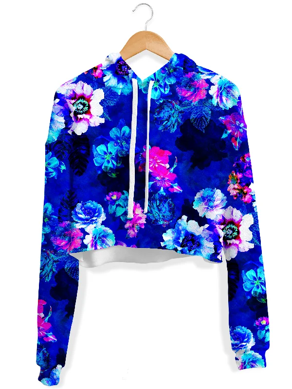Women's cropped sweatshirt with a slogan graphic for a fun and expressive lookEnchanted Flora Fleece Crop Hoodie