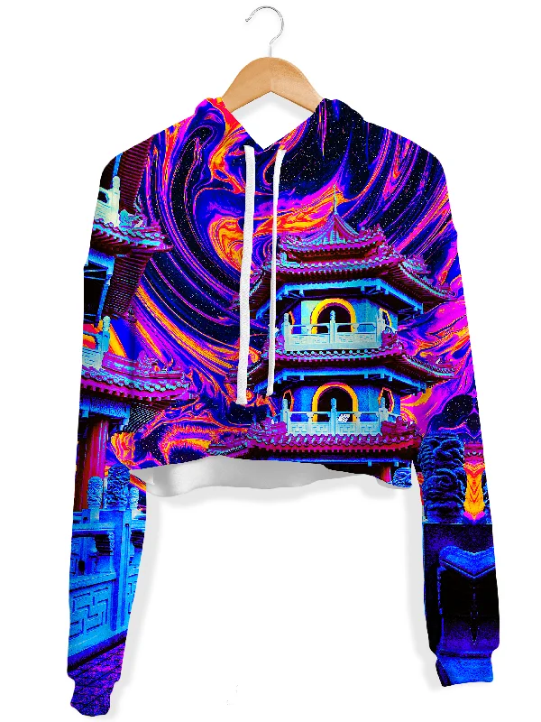 Women's zip - front sweatshirt with contrast stitching for a sporty aestheticEnlightened Path Fleece Crop Hoodie Women's zip - front sweatshirt with contrast stitching for a sporty aestheticEnlightened Path Fleece Crop Hoodie