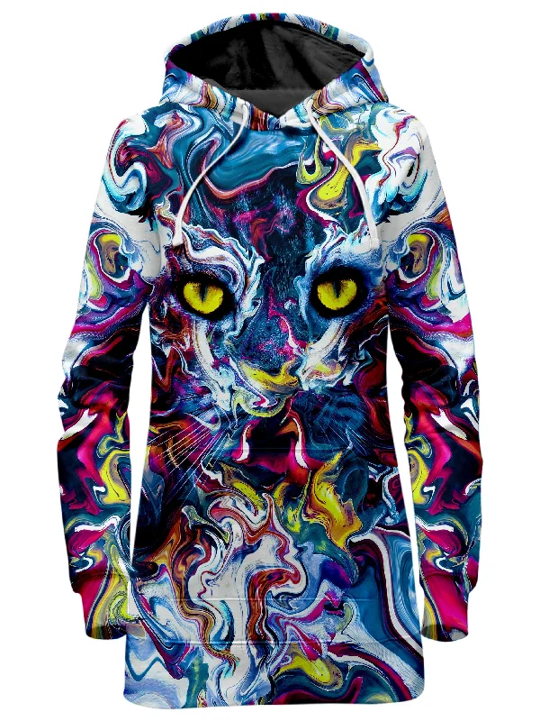 Women's quarter - zip sweatshirt made of organic cotton for eco - conscious fashionFeline Vision Hoodie Dress