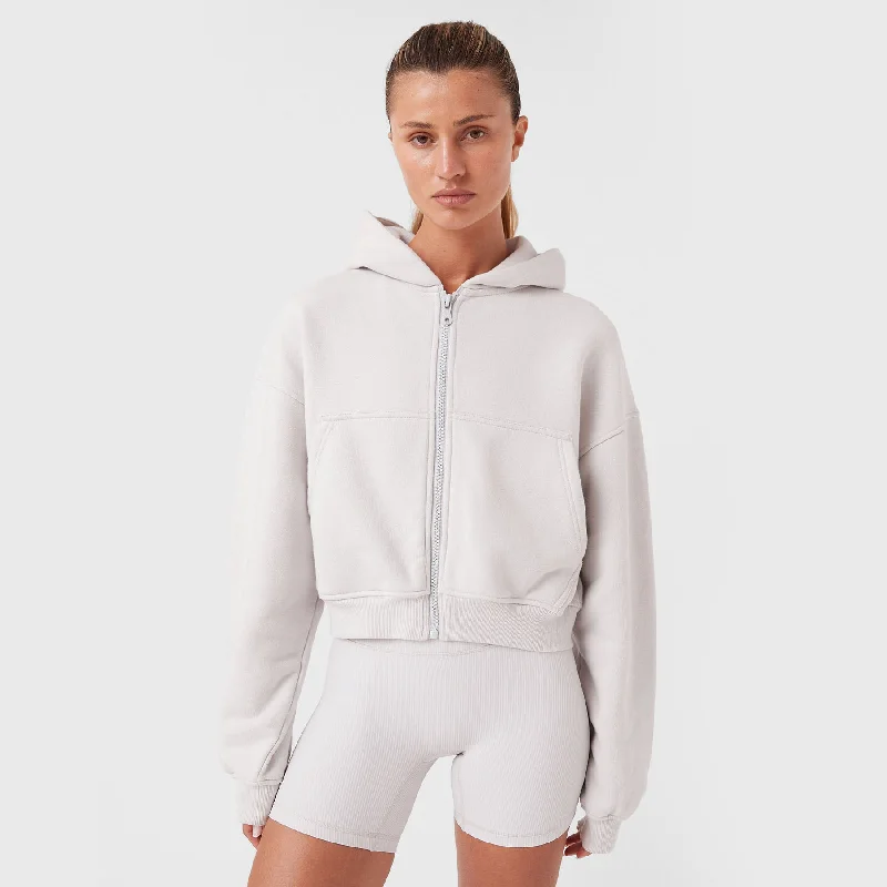 Women's faux fur - trimmed denim jackets for a trendy and cozy styleREC GEN - Float Fleece Zip Hood Frost Women's faux fur - trimmed denim jackets for a trendy and cozy styleREC GEN - Float Fleece Zip Hood Frost