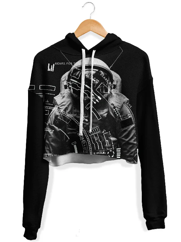 Women's hoodie with a detachable hood for customizable stylingGears For Techno Heads Fleece Crop Hoodie Women's hoodie with a detachable hood for customizable stylingGears For Techno Heads Fleece Crop Hoodie