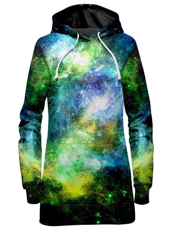 Green Psychedelic Nebula Hoodie Dress