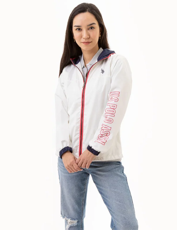 Women's long - line cardigan jackets in a soft knit for a cozy and elegant lookHOODED ZIP FRONT CHEVRON WINDBREAKER Women's long - line cardigan jackets in a soft knit for a cozy and elegant lookHOODED ZIP FRONT CHEVRON WINDBREAKER