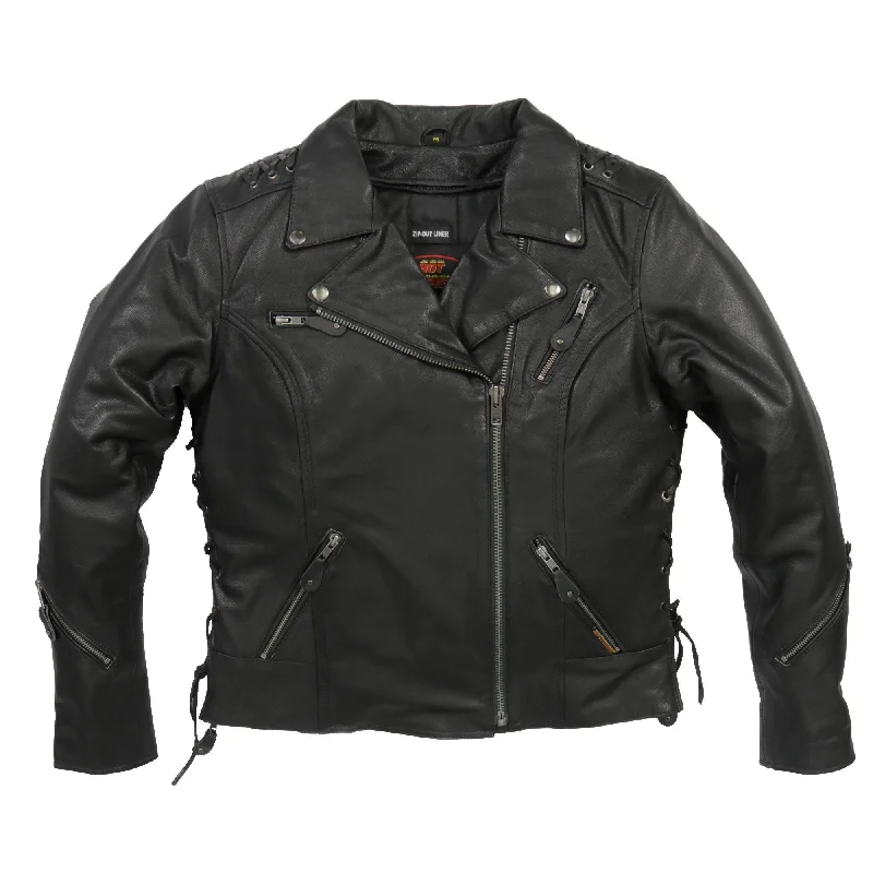Women's cropped down jackets in bold colors for a sporty and fashionable winter outfitHot Leathers JKL1027 Ladies Black Lace Detail Carry Conceal Leather Motorcycle Jacket Women's cropped down jackets in bold colors for a sporty and fashionable winter outfitHot Leathers JKL1027 Ladies Black Lace Detail Carry Conceal Leather Motorcycle Jacket