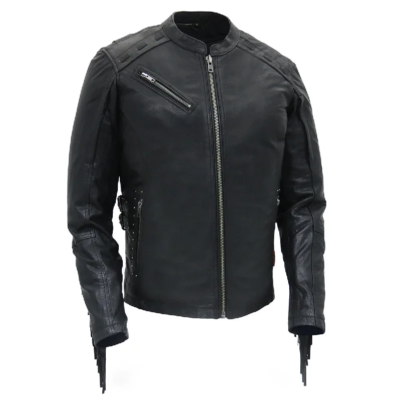 Women's cropped leather jackets with a fringe detail for a western - inspired outfitHot Leathers JKL1028 Studs and Fringe Ladies Black Carry Conceal Leather Jacket Women's cropped leather jackets with a fringe detail for a western - inspired outfitHot Leathers JKL1028 Studs and Fringe Ladies Black Carry Conceal Leather Jacket