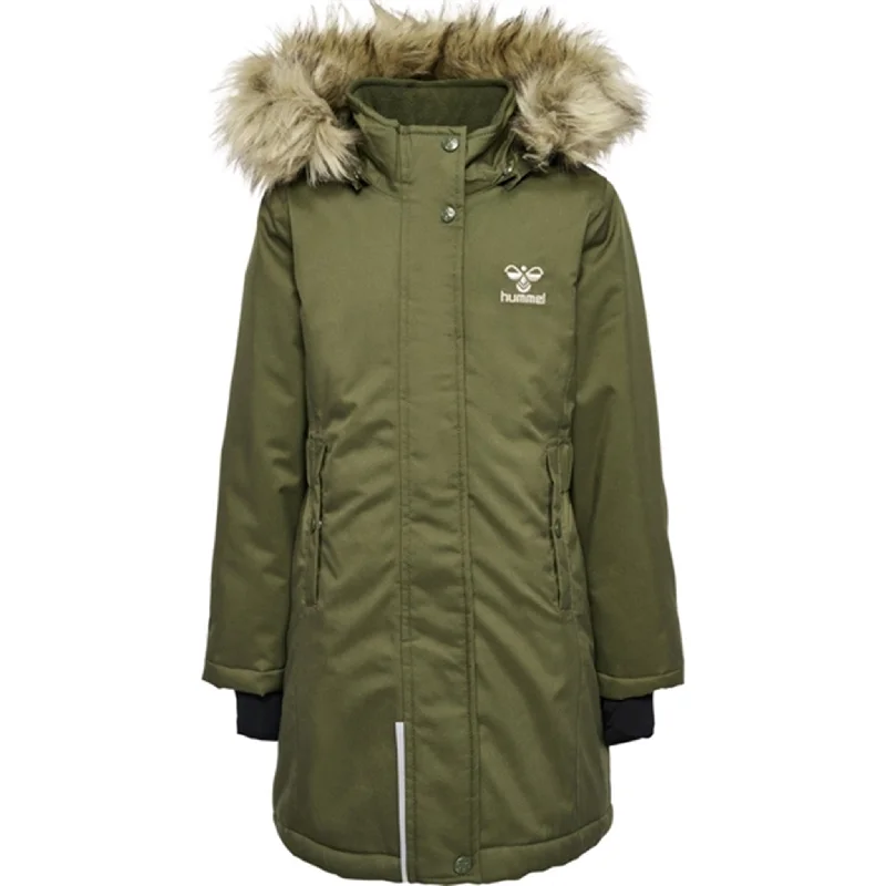 Women's winter coats with flapped pockets​Hummel Coat Alma Tex Olive Night