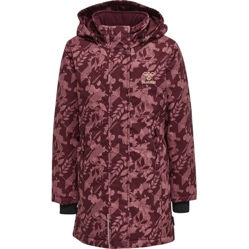 Women's knee - length winter coats in plaid​Hummel Windsor Wine Alma Tex Jacket