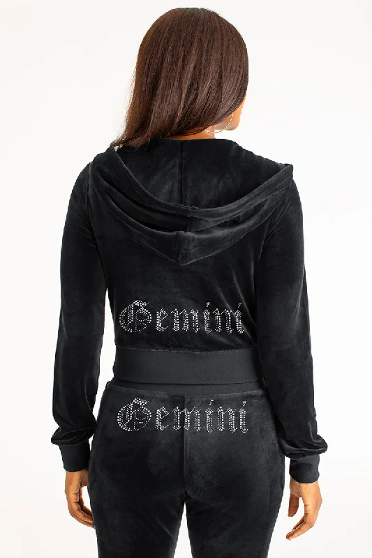 Women's tie - dye hoodie in bright colors for a retro and eye - catching styleGemini Big Bling Velour Hoodie Women's tie - dye hoodie in bright colors for a retro and eye - catching styleGemini Big Bling Velour Hoodie