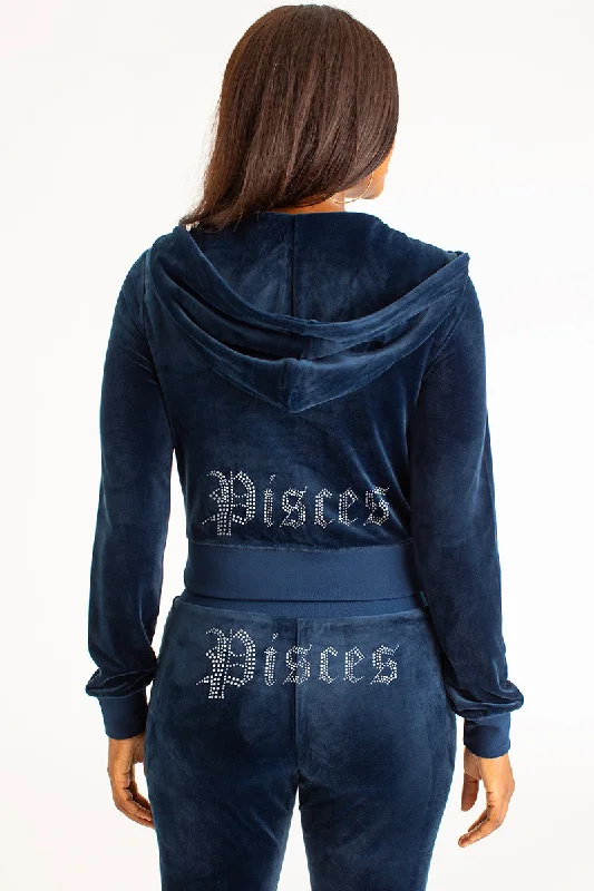 Women's graphic - printed sweatshirt featuring floral patterns for a feminine touchPisces Big Bling Velour Hoodie Women's graphic - printed sweatshirt featuring floral patterns for a feminine touchPisces Big Bling Velour Hoodie