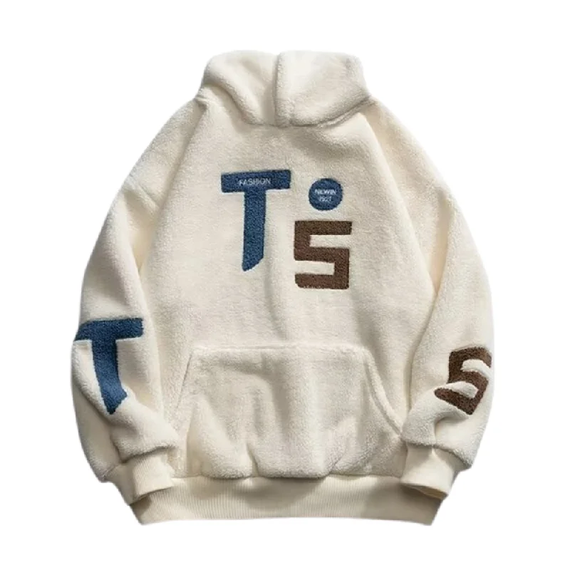 Women's pullover hoodie with a side slit for a modern and relaxed fitLetter Plus Velvet Hoodie Women's pullover hoodie with a side slit for a modern and relaxed fitLetter Plus Velvet Hoodie