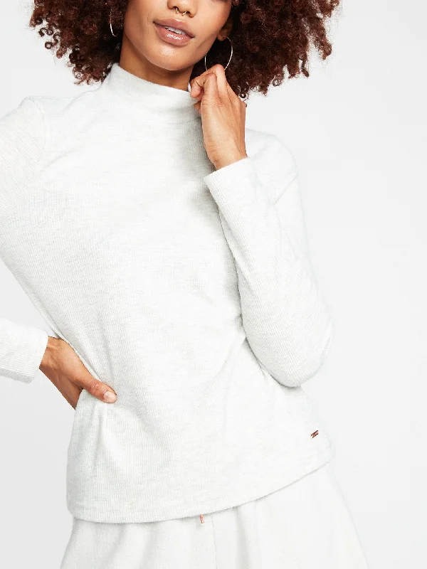 Women's cropped leather jackets with silver zippers for a punk - inspired outfitLived In Lounge Rib Long Sleeve Top - Light Grey Women's cropped leather jackets with silver zippers for a punk - inspired outfitLived In Lounge Rib Long Sleeve Top - Light Grey