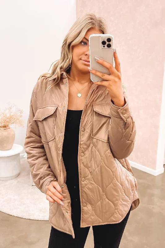 Women's faux fur - trimmed denim jackets for a trendy and cozy styleLori Quilted Jacket Mocha Women's faux fur - trimmed denim jackets for a trendy and cozy styleLori Quilted Jacket Mocha