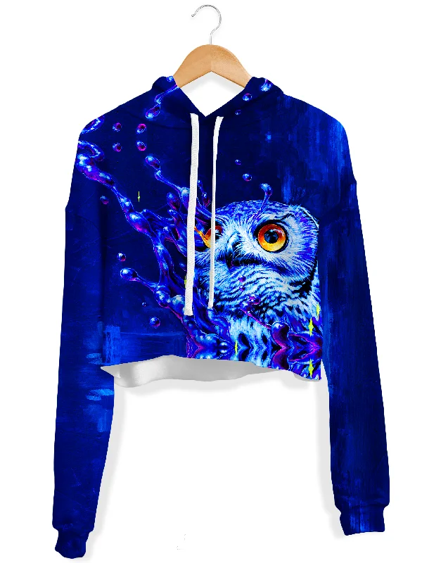 Women's hoodie with a detachable hood for customizable stylingLucid Owl Fleece Crop Hoodie Women's hoodie with a detachable hood for customizable stylingLucid Owl Fleece Crop Hoodie
