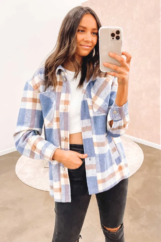 Women's cropped leather jackets with a fringe detail for a western - inspired outfitMaisy Shacket Blue Women's cropped leather jackets with a fringe detail for a western - inspired outfitMaisy Shacket Blue