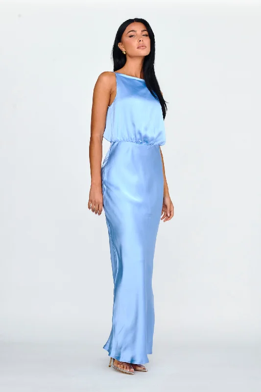 Midnight Hour Side Split Midi Dress Ocean