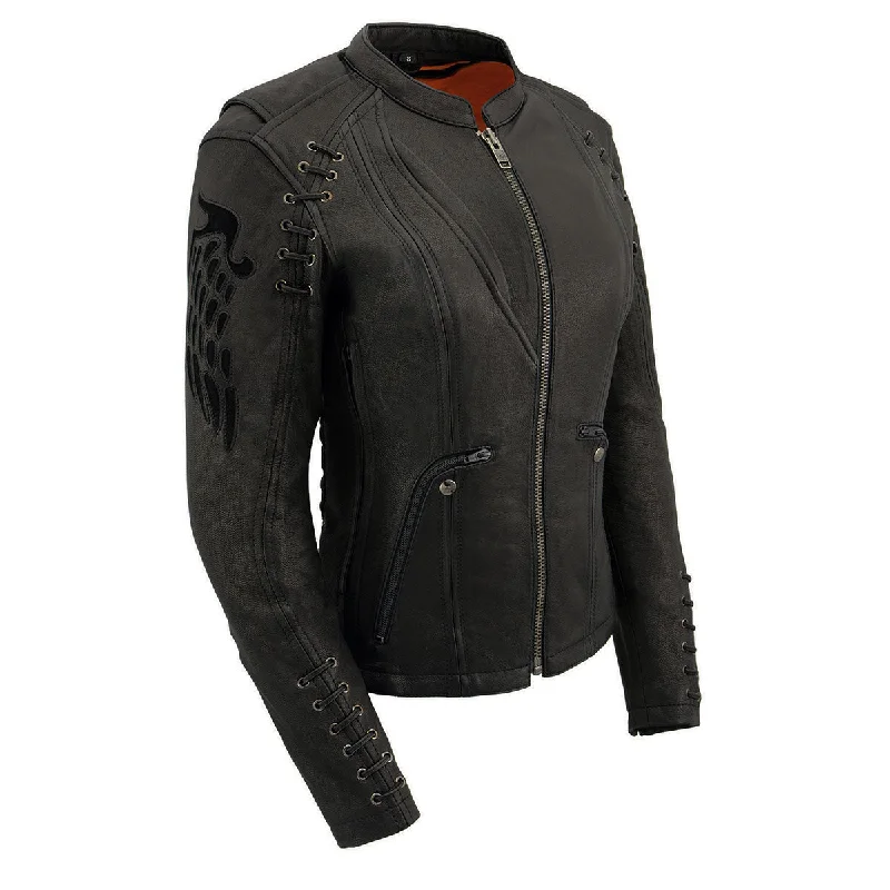 Women's long - length wool blend jackets for a warm and stylish winter lookMilwaukee Leather MLL2535 Women's Black Leather Lightweight Scuba Racer Jacket Women's long - length wool blend jackets for a warm and stylish winter lookMilwaukee Leather MLL2535 Women's Black Leather Lightweight Scuba Racer Jacket